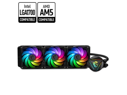 Tarjeta de video MSI MAG Core Liquid 360R V2 AIO Liquid CPU Cooler, 360mm Radiator, Triple PWM, ARGB Lighting Controlled by Software LGA 1700 Ready / AM5 Compatible